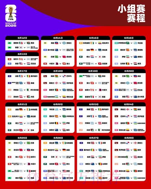 2026世界杯小组赛赛程官方发布比赛时间表免费观看